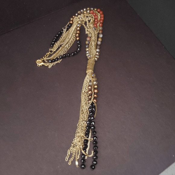 Nakamol Long Necklace with Chains and Beads - Picture 4 of 9